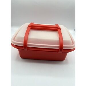Vintage Tupperware #1254 Pack N Carry RED Lunch Complete Box Retro